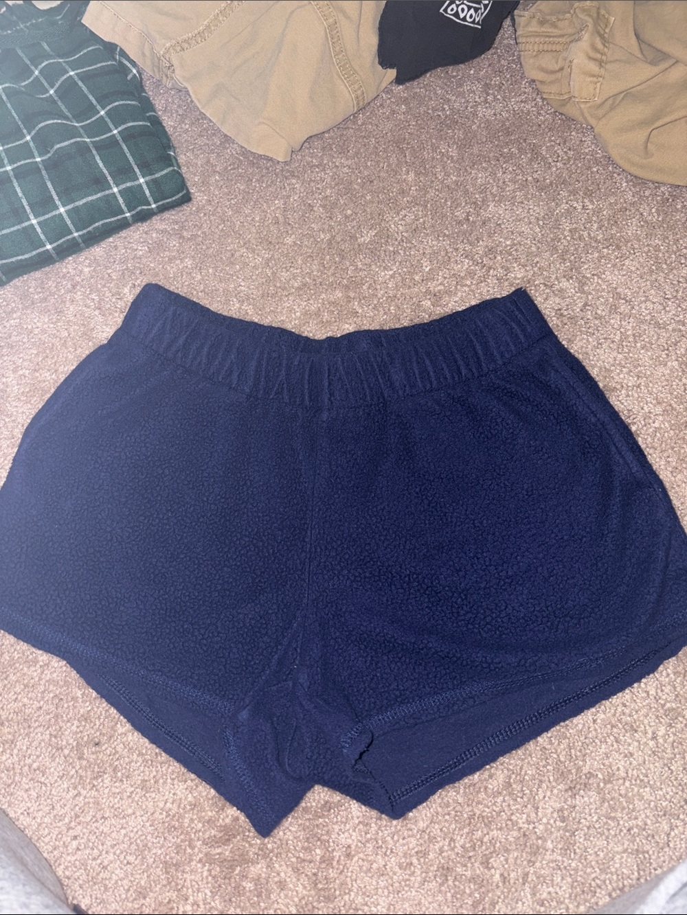 aerie navy fleece lounge shorts